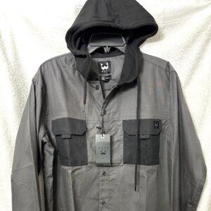 WXYZ Mfg Co charcoal cotton shirt/jacket with hood NWT Men's Size M